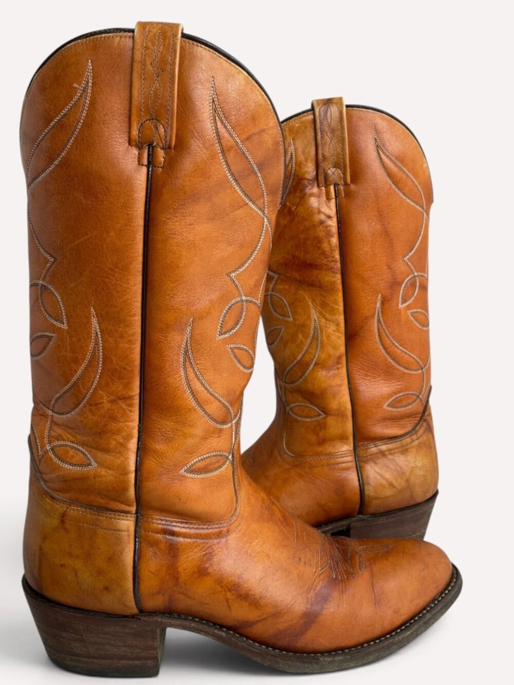 Dan Post Vintage Marbled Cognac USA Leather Western Cowboy Boots Men's 10.5 D